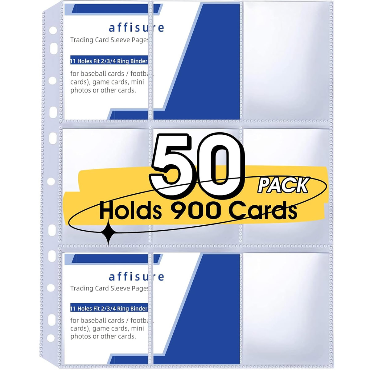 Card Index Box - 50 Pack 9 Pocket Card Sleeves